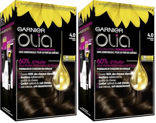 Coloration Permanente 4.0 Châtain Pur Sans Ammoniaque Activée Par 'huile Olia Garnier La Boîte De Coloration - vue 7