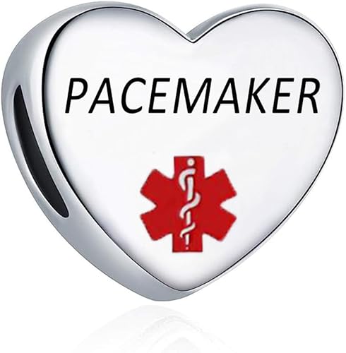 DWJSu Dije de corazón de alerta médica de conciencia deportiva para pulsera de emergencia grabada para identificación médica, joyería de salud para