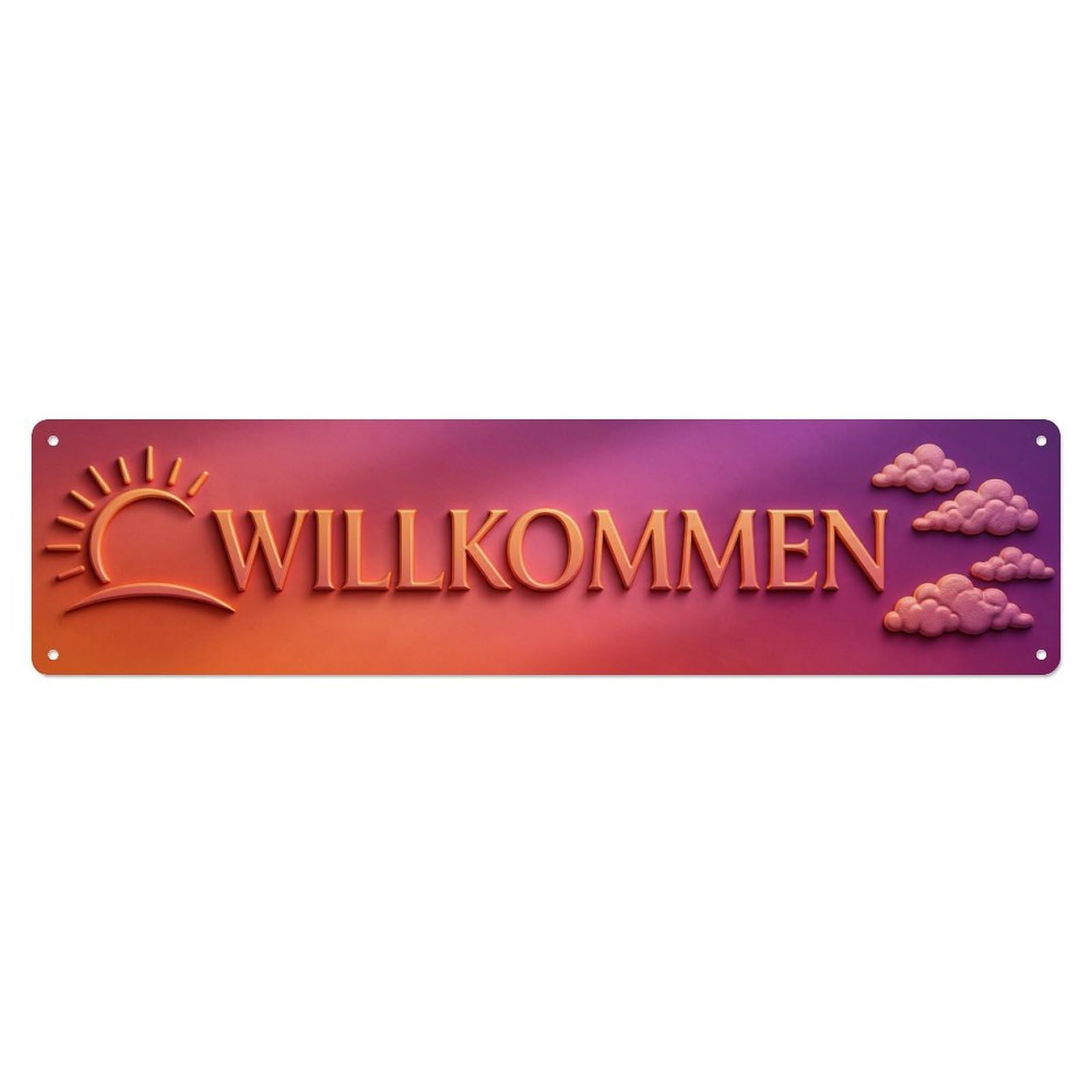 Sunset Gradient Horizon Welcome Metal Tin Sign