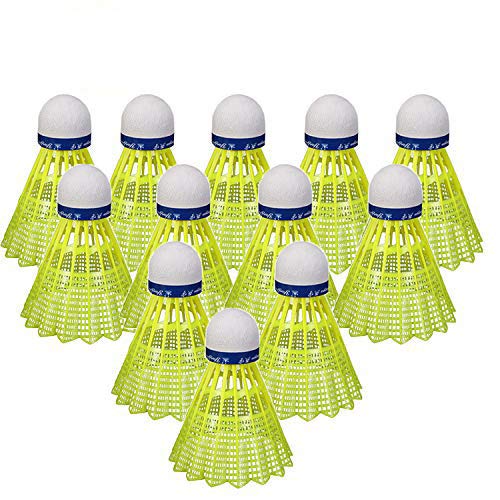 MCJS 12 Pack Advanced Nylon Feather Shuttlecocks, Badminton Shuttlecocks with Great Stability and Durability High Speed Badminton Balls for Indoor Outdoor Sports Hight Speed Training Badminton Birdies