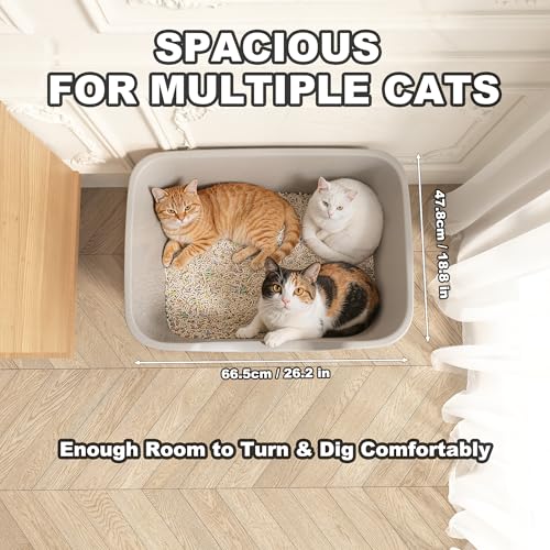 Arenero grande para gatos con bordes altos y extra amplio miniatura 3