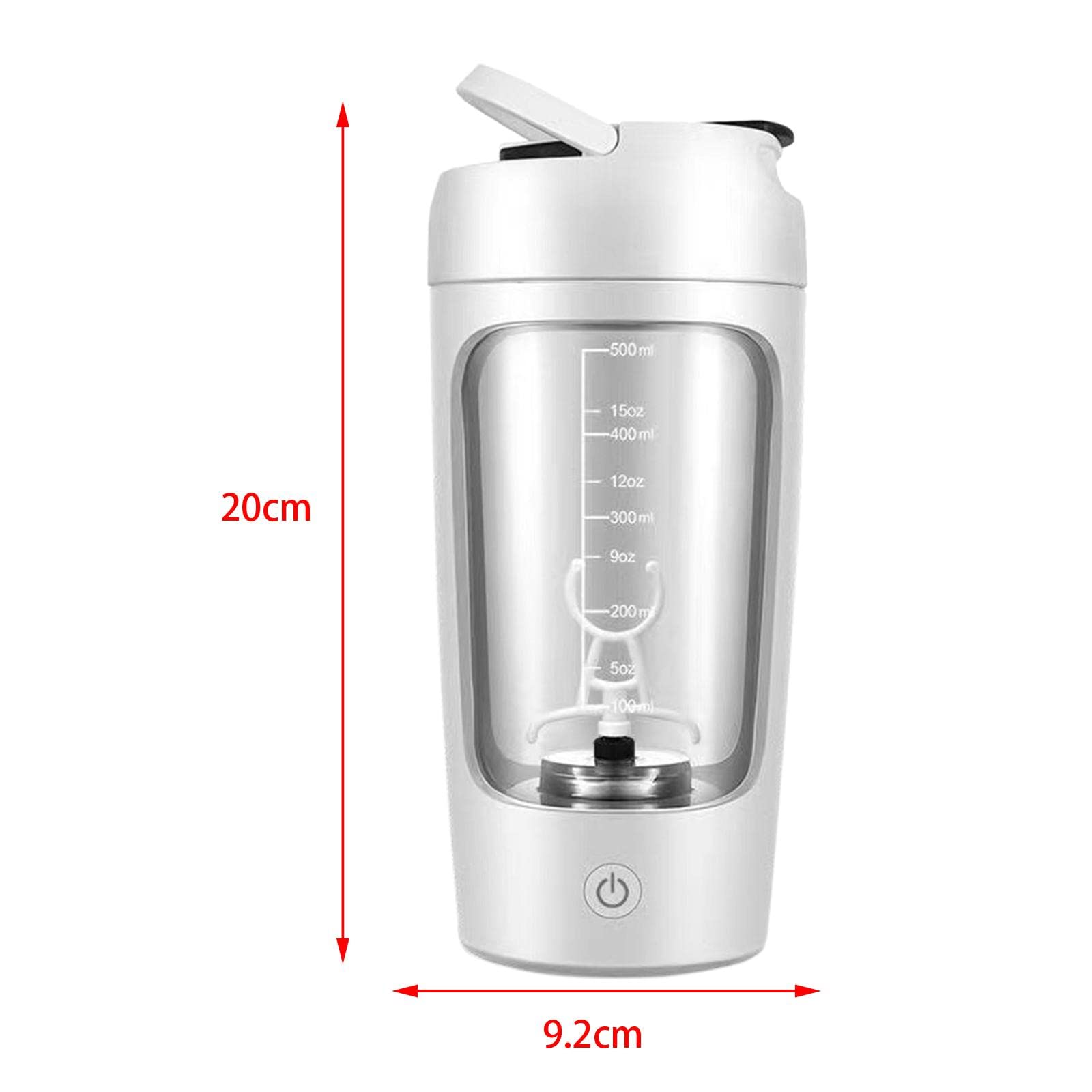 Amagogo Électrique Shaker Bouteille Mélangeur Tasse Mélangeur Bouteille Sport Shaker 650 ml Shaker Tasses pour Protein Milkshakes Sport Femmes Hommes, Blanche
