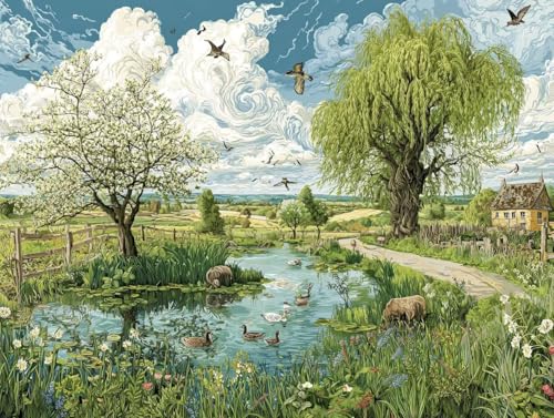 Peinture par numéro adulte arbre de jardin kit DIY 60x80cm
