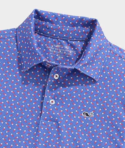 Image of vineyard vines Boys' Printed Sankaty Polo, Bomb Pop Tide Blue, S
