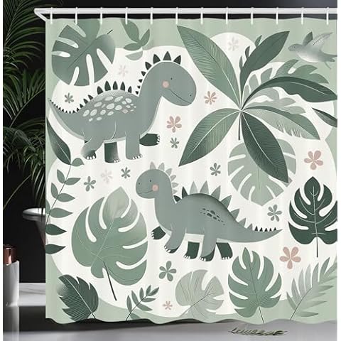 Ambesonne Dinosaur Shower Curtain with Hooks Cover