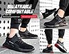 Black Safety Shoes Mens Safety Trainers Womens Steel Toe Cap Trainers Work Boots Lightweight Breathable Industrial Sneakers Black UK 7 #5