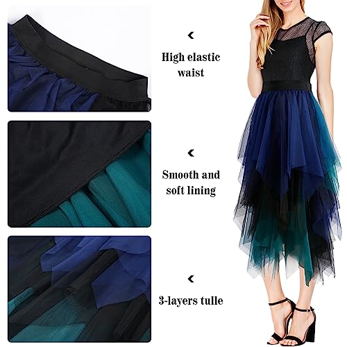 Women's A Line Tulle Midi Skirt Tiered Petticoat Skirts Tea-Length Elastic Waist Tutu Skirts Size for XXS-M4