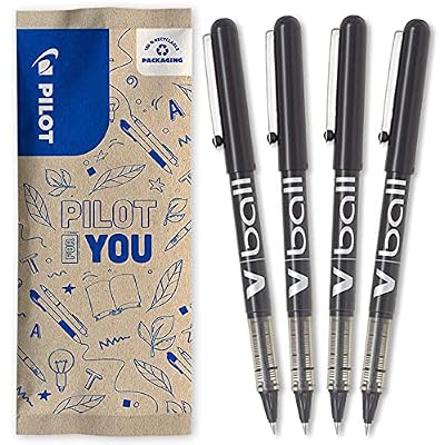 Pilot - 4 V-Ball 05 Rollerball Pens - Liquid ink for smooth and precise writing - Quick drying - Black - Fine tip