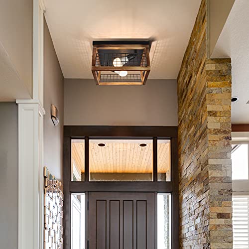 image for J JACKCUBE DESIGN Modern Farmhouse Two-Light Flush Mount Ceiling Light