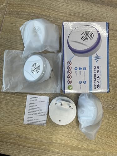 Ahuyentador de Ratas, Paquete de 4 Antimosquitos Ultrasonidos, 1200SQFT Repelente Ultrasonico Ahuyentador de Ratones, Avispas, Cucarachas, Moscas, Mosquitos Interior Repelente Ultrasónico de Ratones