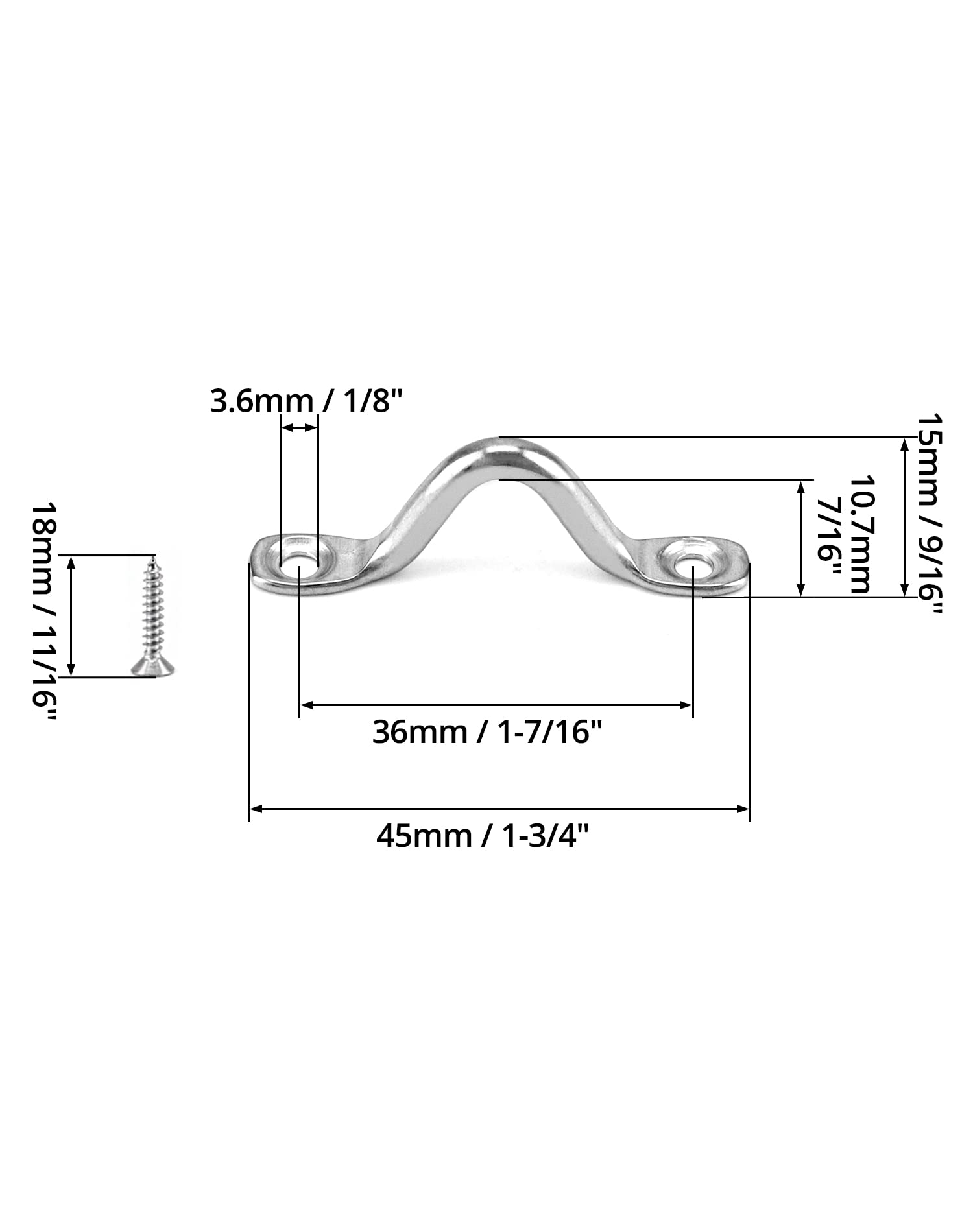 20 Boucles De Pont INOX 304 Pour Kayak | 5mm | Forme Bosse | Avec 40 Vis | Marine | Rigging Canoe
