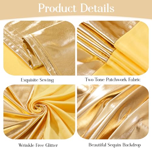 Image of 7.2FT 6FT Arch Backdrop Cover for Party, Set of 2 Stretchy Spandex Fitted Arch Stand Cover for Baby Shower, Birthday Wedding Decor, Chiara Backdrop Cover with Double-Sided Design(Gold, Yellow)