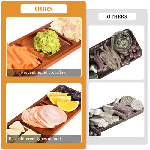 Charcuterie Boards – Charcuterie Platter | Charcuterie Platter Serving Board | Acacia 3 Grid Charcuterie Tray Platter | Wooden Divided Food Serving Tray for Birthday, Wedding, Graduation, Christmas – Bild 2