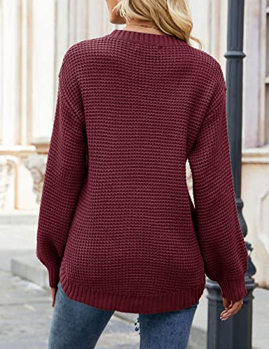 Image of MEROKEETY Women's Fall Long Sleeve Waffle Knit Oversized Sweater
