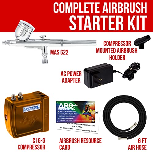 Master Airbrush Multi-Purpose Air Brush Kit with Mini C16-G Air Compressor, Airbrush & ARC Card - Portable Airbrush Kit with Compressor for Nail Art, Miniature Painting Model Cars & Crafts - Image 2