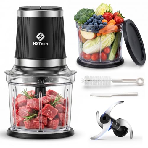 HXTech Food Processor with Two 4 Cup Bowls: 2-Speed Electric Food Chopper