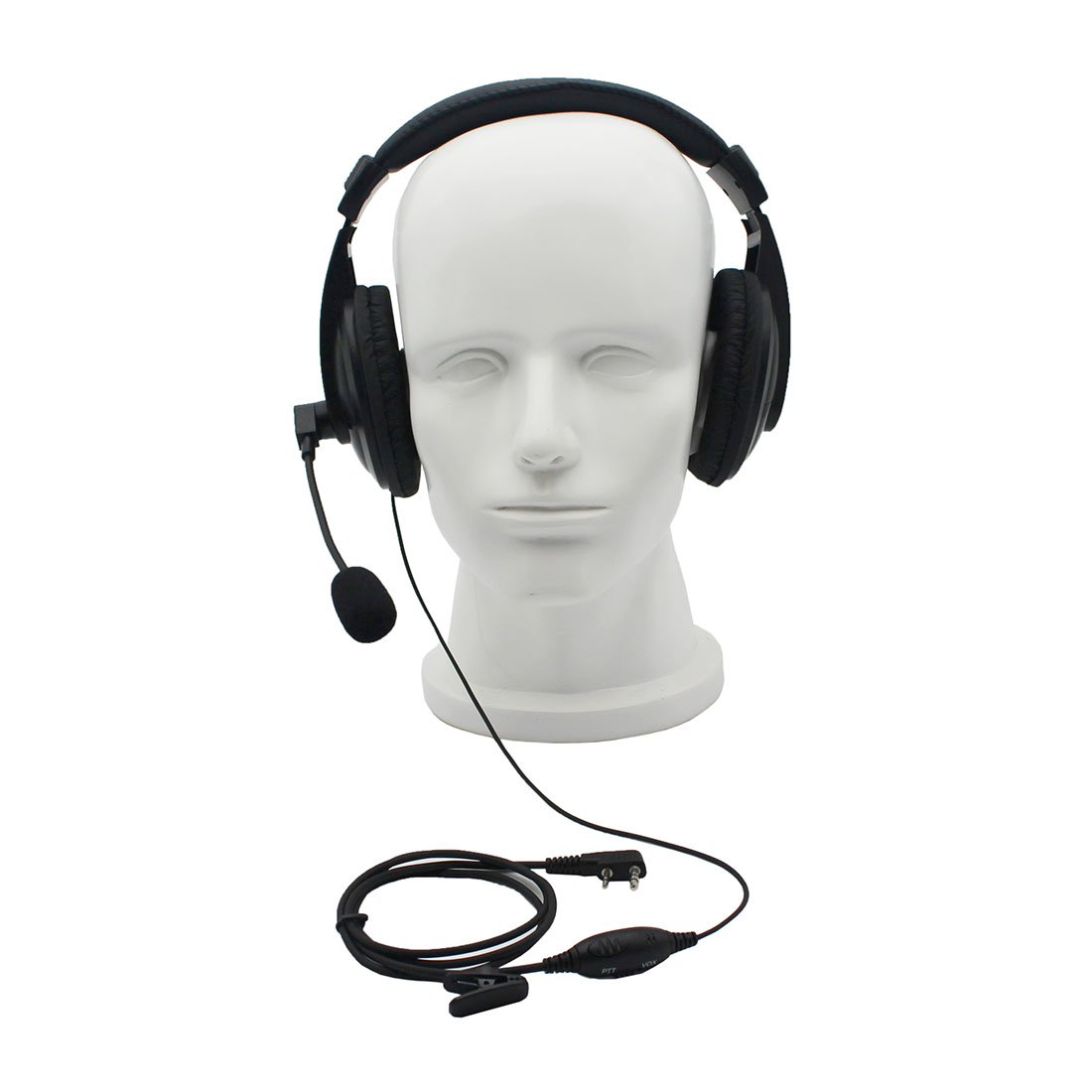 GoodQbuy Professional Noise Cancelling Radio Overhead Headsets Headphones with VOX-PTT Boom Mic is Compatible with 2 Pin Kenwood Baofeng UV-5R Puxing