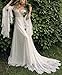 Wedding Dresses for Bride Women's Boho with Long Sleeves Plus Size Lace Beach Bridal Gowns Bohemian Wedding Gowns Ivory US12