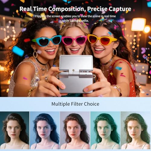 Appareil photo numérique portable compact vert double mode selfie autonomie 2h
