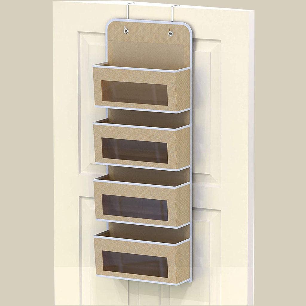 Organisateur Armoire Suspendu VirtuGro 24 Poches - Rangement Vêtements Pliable - Beige 4PCS