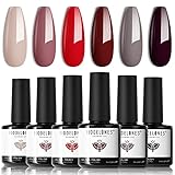Modelones Gel Nail Polish Set- 2022 Burgundy Red 6 Colors Brown Grey Gel Polish Kit Soak Off All...