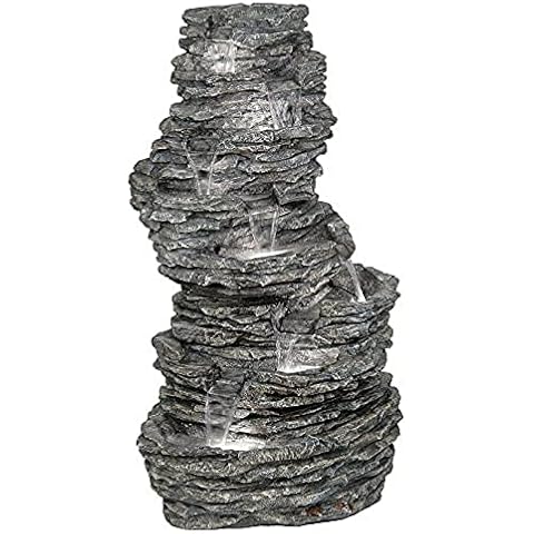 Dehner Gartenbrunnen Torino mit LED Beleuchtung, Steinoptik, ca. 144 x 78 x 69 cm, 55 kg, Polyresin, grau Cover