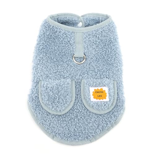 Zunea Hundepullover für Kleine Hunde Fleecepullover Mantel Winter Warm Welpenpullover mit D-Ring Weiche Flauschige Weste Jacken Kaltes Wetter Herbstkleidung Blau XS
