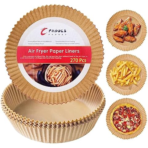 PABUES 6.3 inch 270 Pcs round air fryer liners,Non-Stick Air fryer parchment paper liner, Oil Resistant, Waterproof, Food Grade Baking Paper for 2-5 QT Air Fryer Baking Roasting Microwave Cover