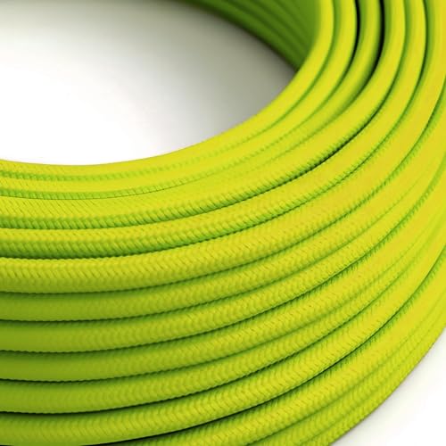 DC VOLTAGE Cable eléctrico redondo de 3 conductores, calibre 18, recubierto de tela, 10 m, negro, blanco y gris, vintage, 32,8 pies (Verde claro)