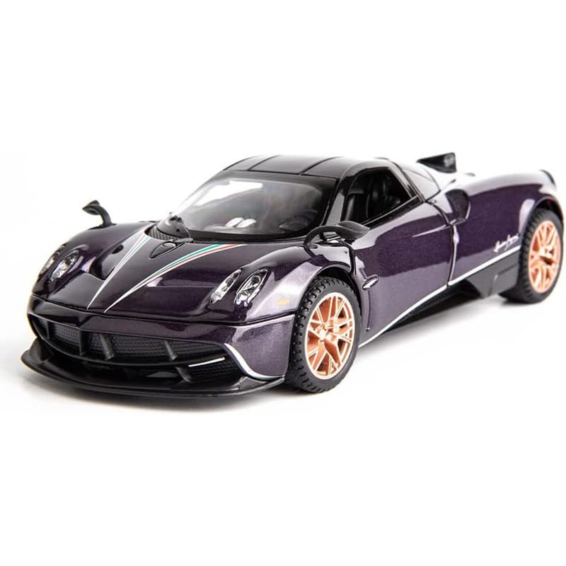 Image of Kids Model 1:24 Hayura Die Cast Metal Car Pull Back Action Opening Doors with Realistic Engine Sound Lights Toy Car Gift for Boys - Purple