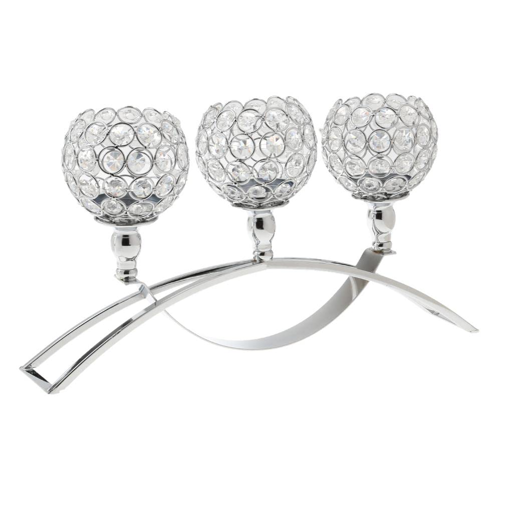 Elegante portacandele in cristallo a 3 bracci per centrotavola per feste di nozze, design unico con cristalli Romc, realizzato a mano da - argento