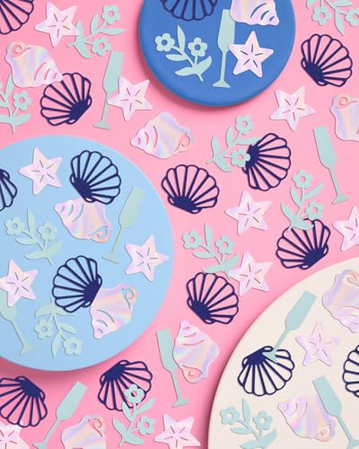 Image of xo, Fetti Coastal Party Foil Confetti - 200 pc | Last Toast on the Coast, Beach Engagement Party Decoration, Bachelorette Table Decor, Bridal Shower Supplies, Beach Birthday Tablescape, Iridescent
