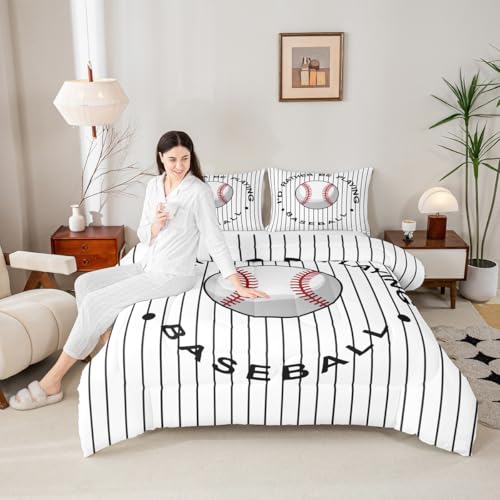 Image of Feelyou Baseball Comforter Set Full Size Bedding Set for Kids Teens