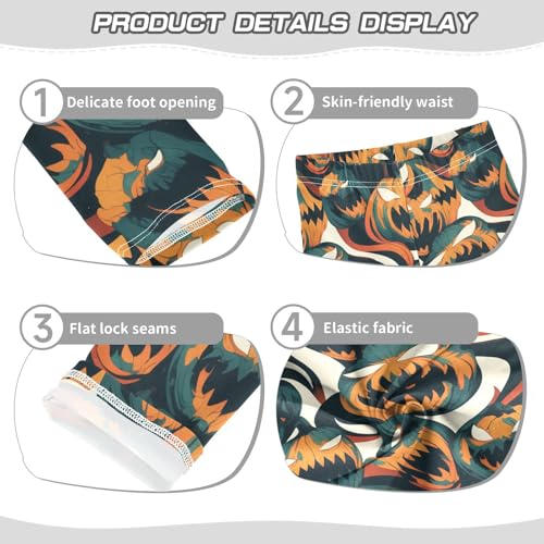 KLL Halloween Scary Pumpkin Toddler Girls Active Leggings Stretchy High Waisted Dance Pants Sports3