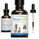 Pet Wellbeing Stress Gold for Cats - Vet-Formulated Situational Feline Stress Support - Fast-Acting Vet Visits, Travel, Grooming - Cat-Safe Holistic Herbal Blend - Liquid Support 2 oz (59ml)