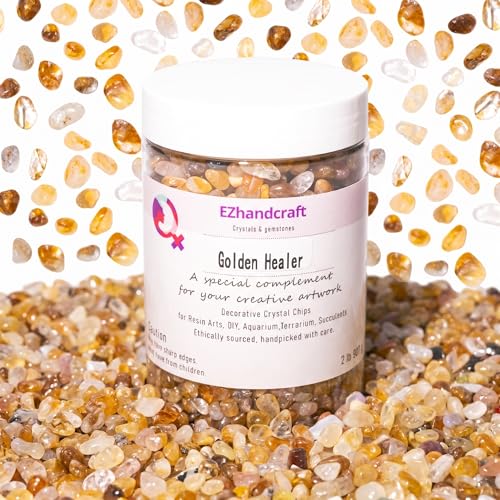 Image of Golden Healer Quartz Chips Bulk 2lbs, 2400+ Pieces, 5-8mm Natural Gemstones