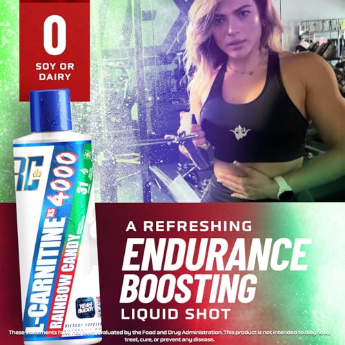 Image of Ronnie Coleman Signature Series L Carnitine XS 4000 Liquid, Stimulant Free, Sugar Free, Zero Carbs, Lean Muscle Strength Support for Men & Women,16 oz, Rainbow Candy