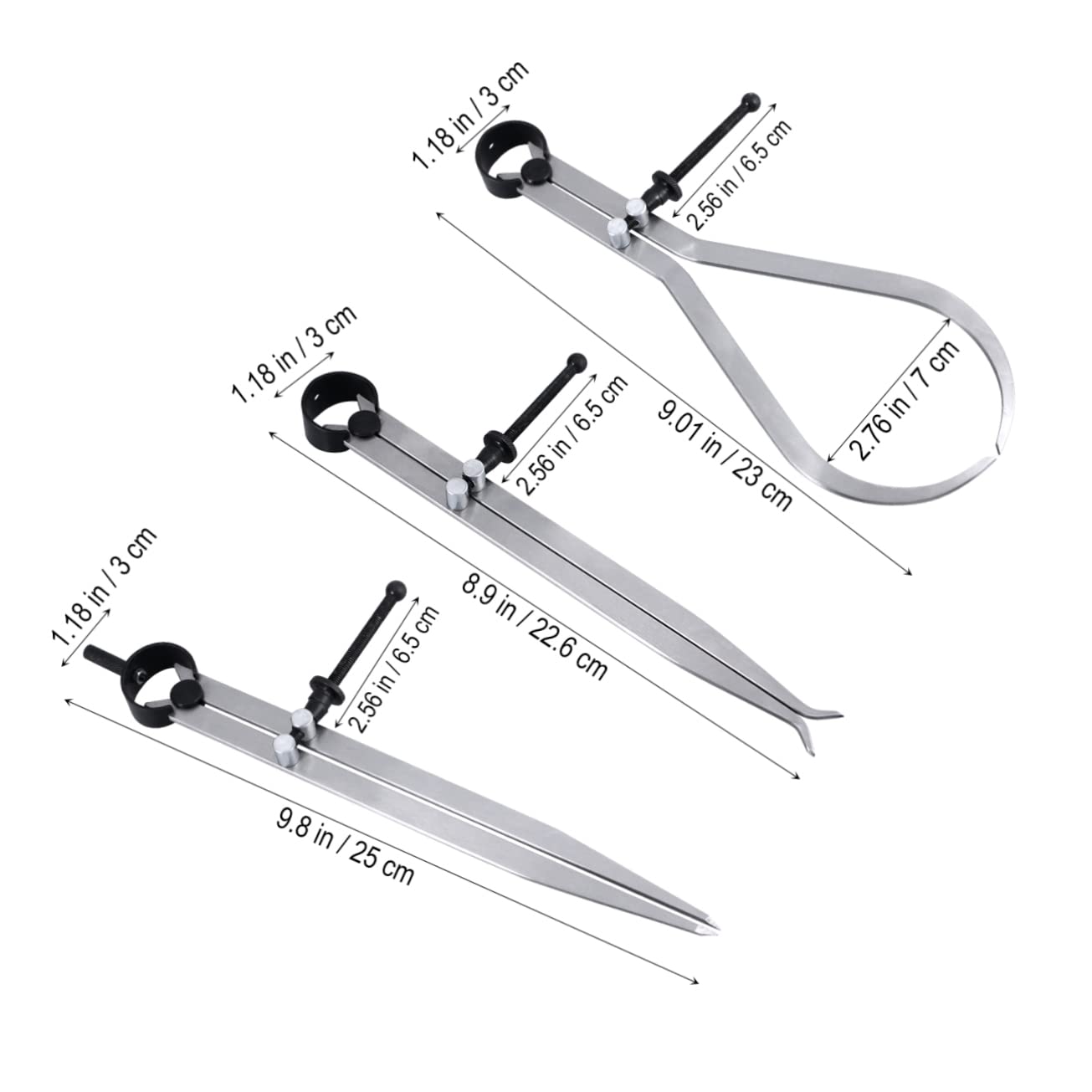 VILLFUL 8 Caliper Gauge Set Spring Dividers Adjustable Lockable Mechanism Precision Measurement Tool for /