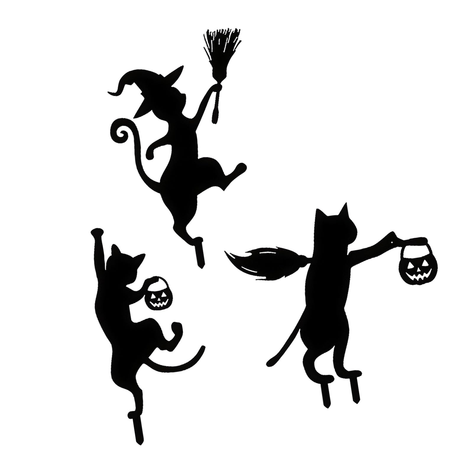 Statues de chat en métal noir pour jardin sans entretien et pose facile