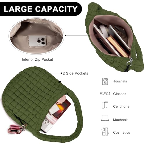 Image of GASSDA Puffer Tote Bag for Women Large Quilted Puffy Lightweight Carryall Crossbody Tote Bag for Women