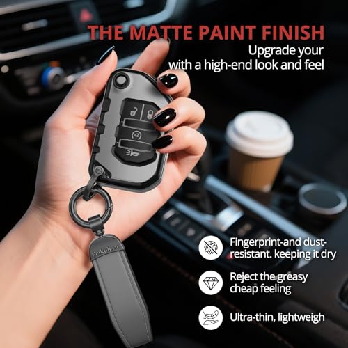 Seikuleca For Jeep Key Fob Cover Accessories- Matte TPU Key Fob Cover with Leather Keychain for Jeep Wrangler JL JLU Rubicon Gladiator Sahara. by Seikuleca - Image 5