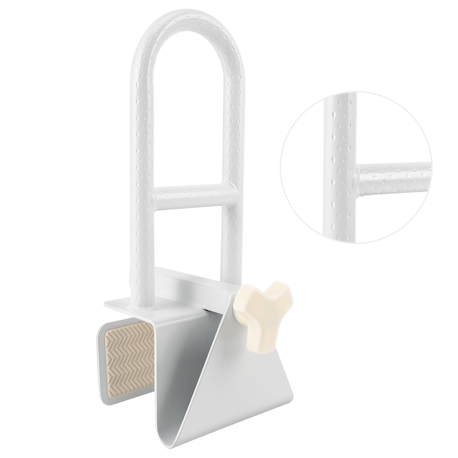 SDSNTE Heavy-Duty Adjustable Bathtub Safety Rail with Anti-Slip Design, Tub Grab Bar for Seniors, Elderly, and Handicapped Safety, 300LBS Weight Capacity, White