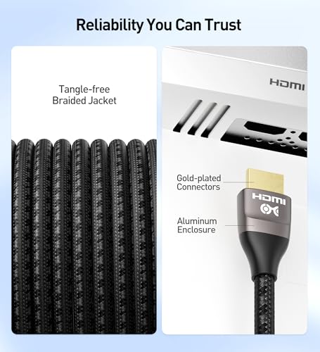 Image of Cable Matters Premium Braided 48Gbps Ultra HD 8K HDMI Cable 6.6 ft / 2m with 8K @120Hz, 4K @240Hz and HDR Support for PS5, Xbox Series X /S, RTX3080 / 3090, RX 6800 /6900, Apple TV and More in Black