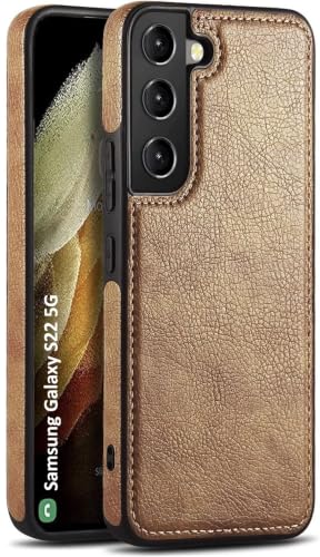 Image of MOBILOVE PU Leather Flexible Shockproof Design Back Case Cover for | Samsung Galaxy S22 5G (Brown)