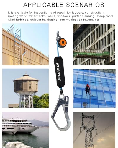 Image of 6 Feet Self Retracting Lifeline, Web SRL, No Tangle + External Shock Absorber, Retractable Safety Lanyard, Fall Protection Gear, OSHA ANSI Comply