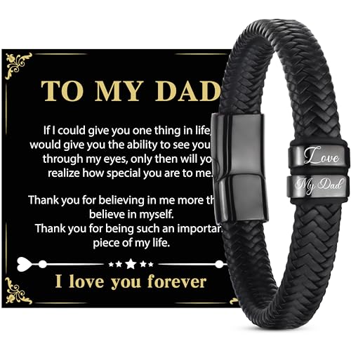 Merclix Best Dad Bracelet for Men Gifts for Dad Birthday Christmas Fathers Day Daddy Gifts from Daughter and Son