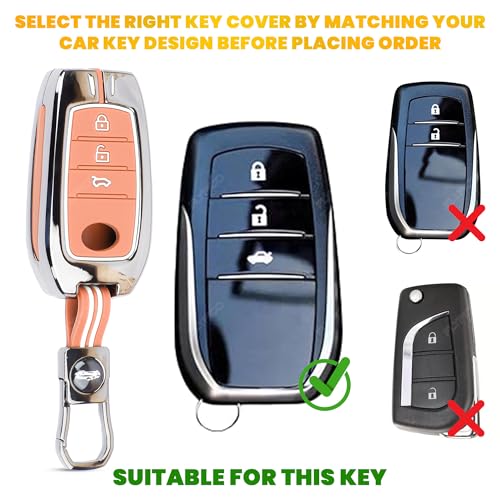 Image of Coll of Fest Premium Metal Silicone Brown Key Cover Compatible with Toyota Fortuner | Toyota Fortuner Legender | Toyota Innova Hycross | Toyota Invicto 3 Button Key Glow in the Dark