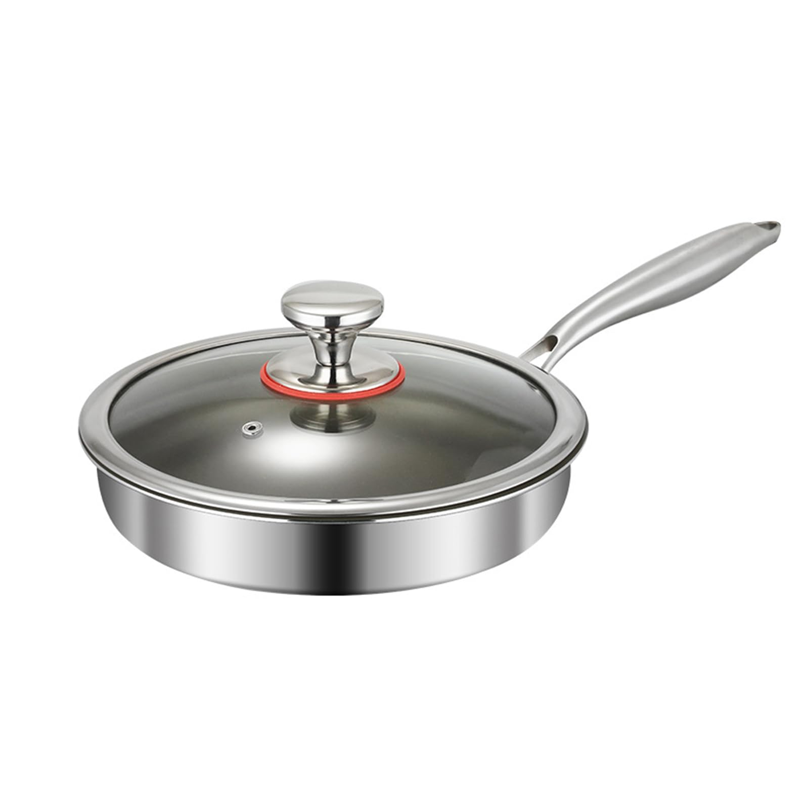 Sartén De Titanio Con Tapa 30Cm Sarten Titanio Puro Antiadherente Ligero Fondo Plano Mango Ergonómico Menos Humo Apta Para Lavavajillas Para Estufas Y Placas De Inducción