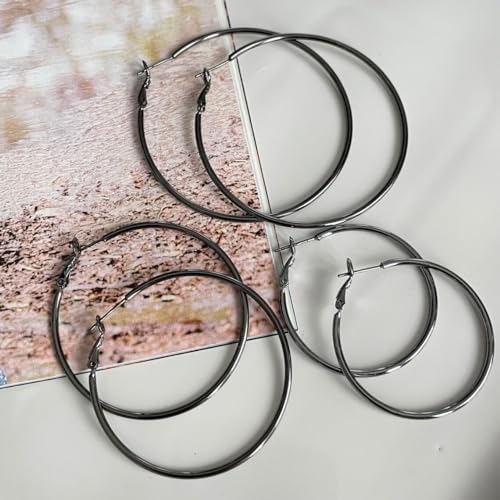 Image of DAILY VIBES Simple Big Thin Hoop Earrings for Women Trendy, 3 Pairs | 925 Sterling Silver Post Large Hoops, 14K Gold or Silver Plated Loop, Hypoallergenic Hoop Earrings Set