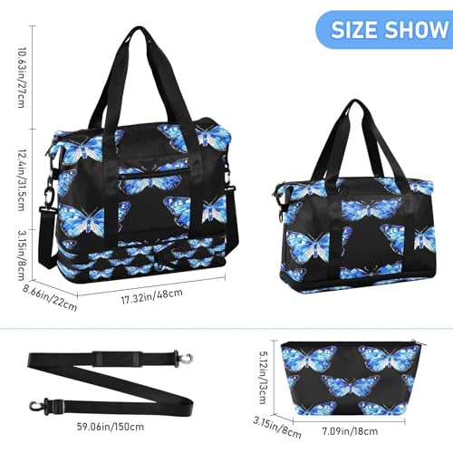 3d Lovely Butterfly Travel Duffel Bag Waterproof Gym Sport Tote Bag Carry On Weekender Bag with Compartment3